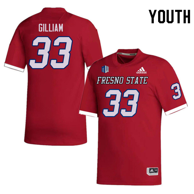 Youth #33 Elijah Gilliam Fresno State Bulldogs College Football Jerseys Stitched Sale-Red